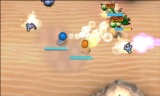 Pohodička v boji na púšti, na zemi už ležia zdrobneniny Pokémonov, ktorých sa oplatí zbierať.